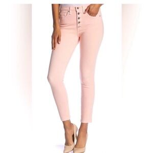 Veronica Beard Debbie 10” Skinny Jeans millennial pink fray size 29 button fly